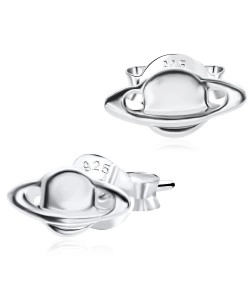 Saturn Shaped Silver Ear Stud STS-4121